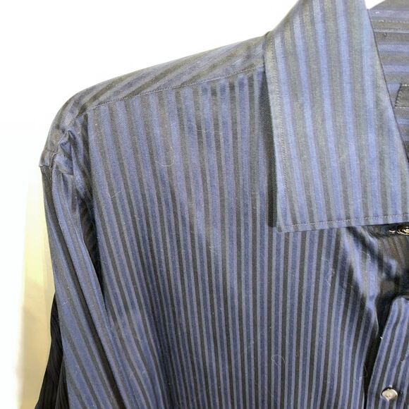 Hugo Boss Dress Shirt Mens Size Large Blue Striped French Cuffs Button Up Formal - Picture 5 of 12